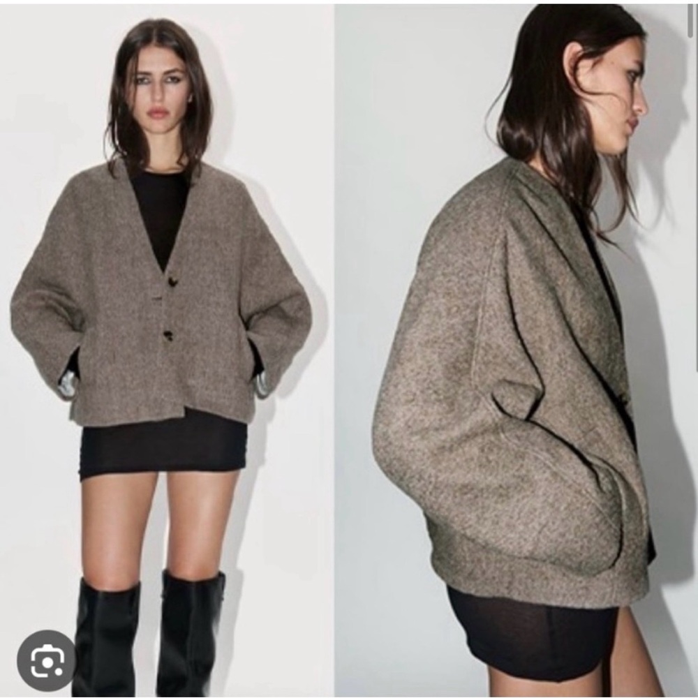 Zara Women's MANTECO Wool jacket sz. M